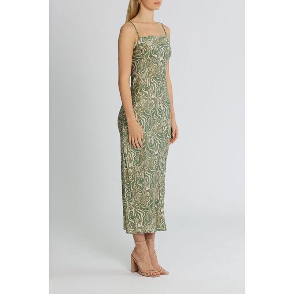 Bec & Bridge Alanis Printed Silk-Satin Midi Dress - UK 6 / US 2 - Green - Picture 4 of 7